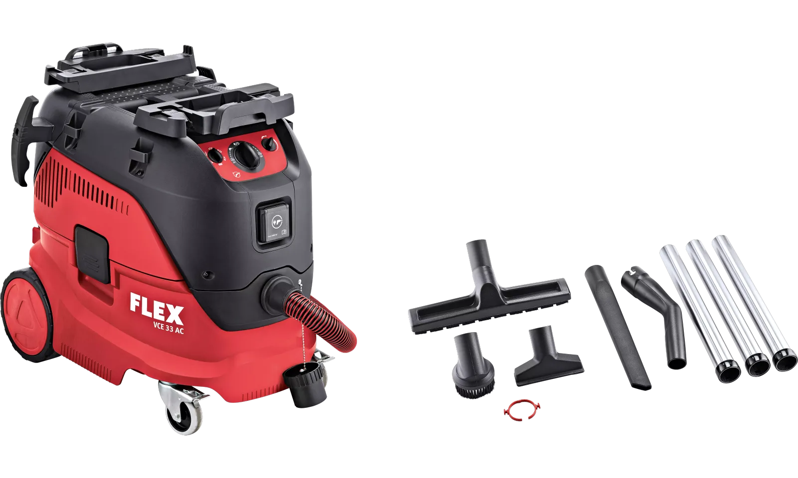 FLEX VCE 33 M AC-Set avec les accessoires de la variante 465682, visuel publié par le fabricant.