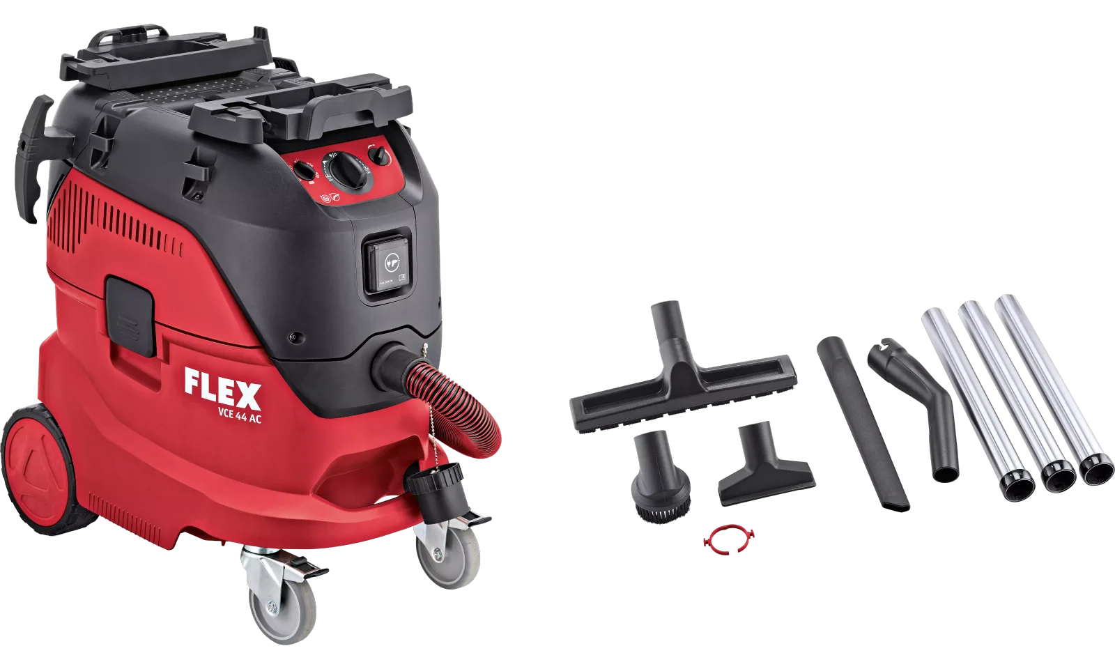 FLEX VCE 44 H AC-Kit avec les accessoires de la variante 446025, visuel publié par le fabricant.