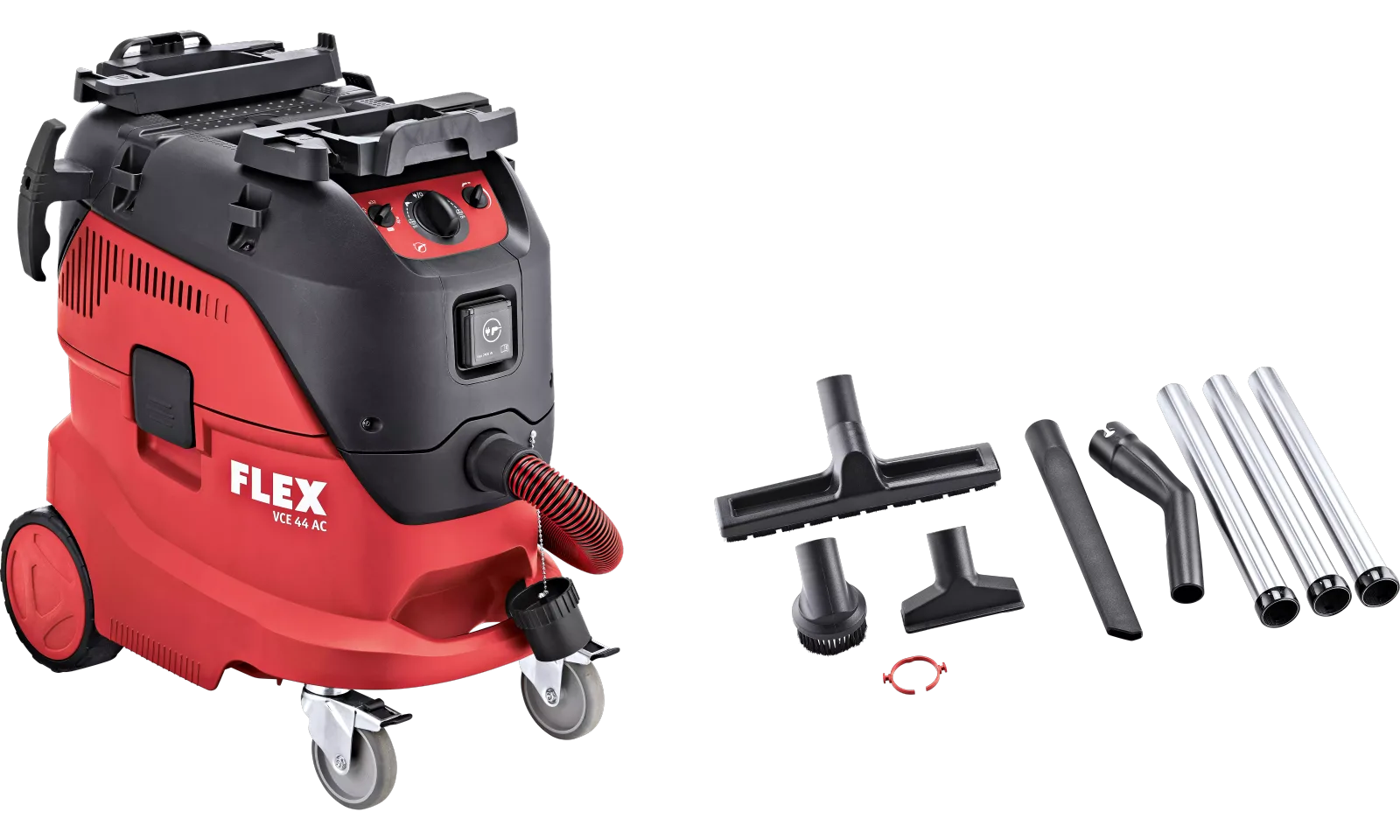 FLEX VCE 44 M AC-Set avec les accessoires de la variante 465704, visuel publié par le fabricant.