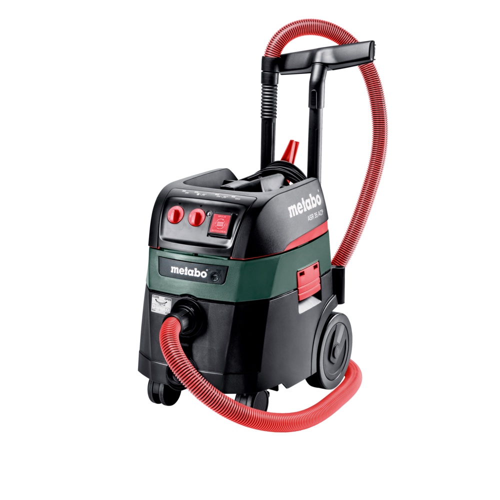 Metabo ASR 35 H ACP avec flexible antistatique rouge, visuel du fabricant.